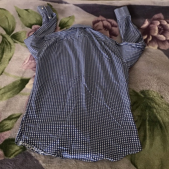 Neiman Marcus Blue and White Checkered Button Shirt - Picture 6 of 11